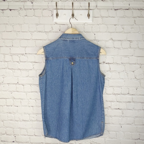 VTG Bill Blass denim chambray button up vest - Picture 2 of 3